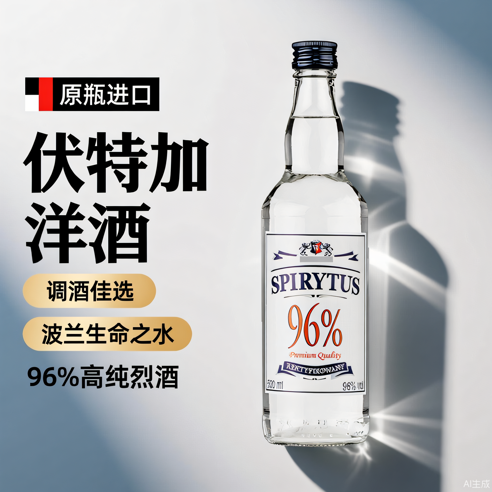 波兰生命之水SPIRYTUS伏特加洋酒原瓶进口96%高纯烈酒调酒佳选