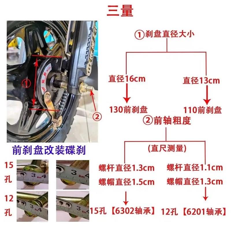 热销前轮鼓刹改装碟m刹 电动三轮车封闭车篷车前全套 鼓刹改装碟