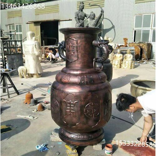 热销纯铜花瓶葫i芦雕塑彷古做旧黄铜花瓶一对铸铜葫芦Z工艺品摆件