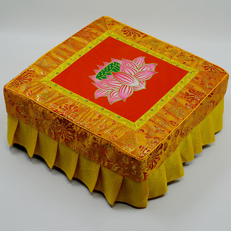 热销莲花布面拜凳套拜垫佛堂寺庙拜跪垫套K蒲团套磕头凳套拜蹲套