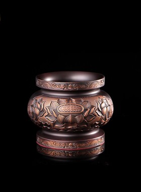 热销秦歌纯铜浮雕供盘供佛套装佛具用品大全香炉花瓶供.杯供灯家