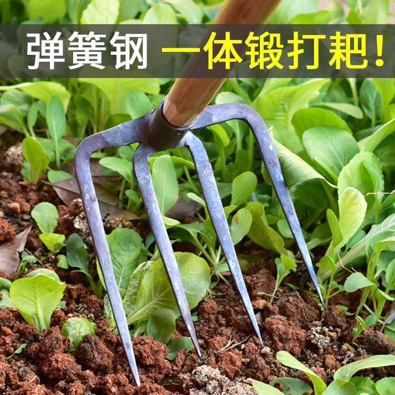 热销农用刨地挖土种地三齿钉耙铁耙平G地耙子农具工具大全锄头四