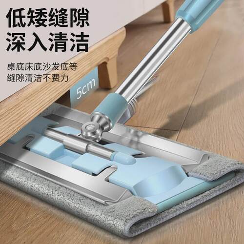 热销拖把家用一拖净拖布t平板拖夹固式替换布干湿两用厨房墩布瓷