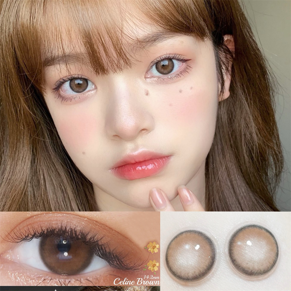 梨花蜜棕色美瞳年抛甜美大小直径正品混血自然隐形眼镜官方旗舰店