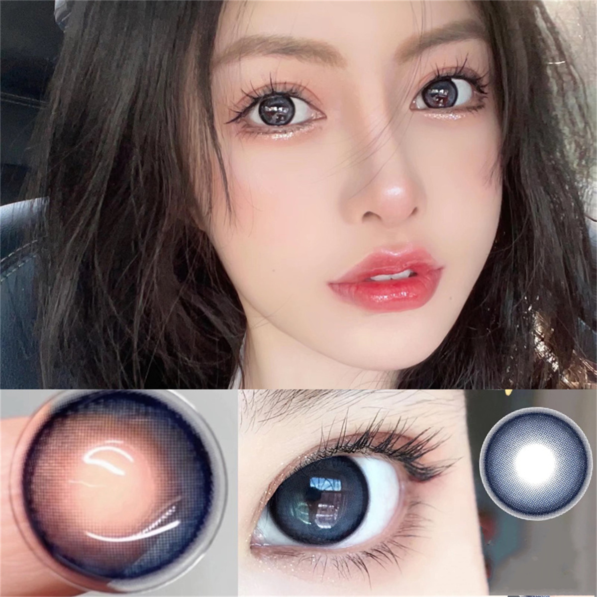 魔鬼鱼深蓝色美瞳年抛小直径近视正品混血自