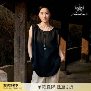 上衣女外穿背心 Missonep逸 春叙色 夏日极简黑色无袖 圆领百搭款