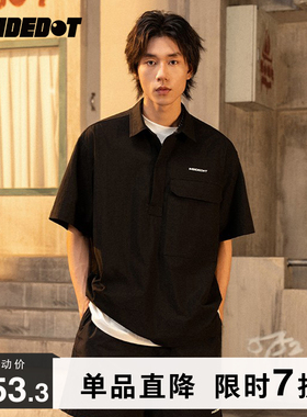 INSIDEDOT 经典系列LOGO款短袖衬衫男夏季潮牌宽松套头翻领衬衣