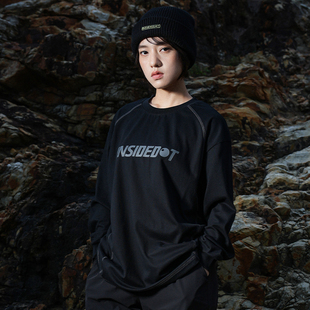 情侣装 t恤男抗菌速干运动休闲上衣秋季 明辑线撞色长袖 INSIDEDOT