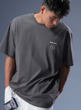 INSIDEDOT禁烟标志印花t恤男短袖290g重磅纯棉上衣潮牌衣服情侣装