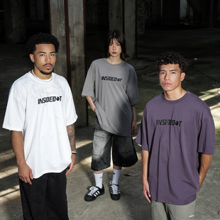 男简约上衣纯棉宽松情侣装 INSIDEDOT logo潮牌短袖 t恤经典 基础款