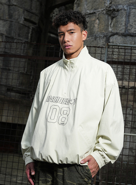 INSIDEDOT 绣花长袖套头衫防风防水外套潮2025秋新款宽松拉链卫衣