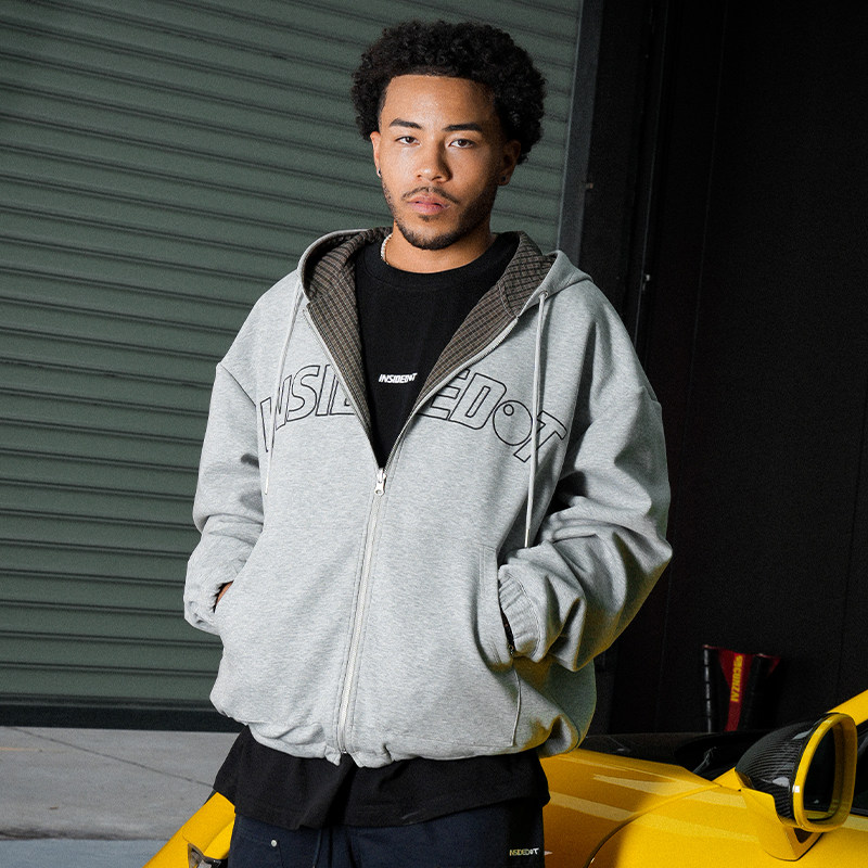 INSIDEDOT双面穿连帽卫衣男开衫