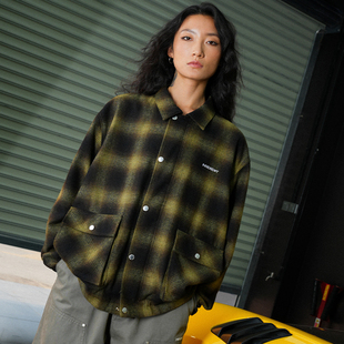 情侣装 INSIDEDOT 外套男2025新款 格子工装 多口袋翻领夹克加厚 经典