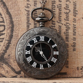 项链表新款 挂链表热销怀表男女 欧美复古潮流怀表双显罗马数字爆款