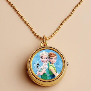 学生表复古怀表男女冰雪奇缘12生肖学生项链表翻盖手工定制照片贴