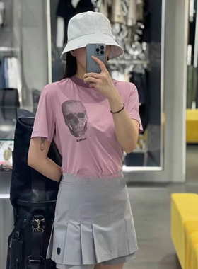 韩版高尔夫女士潮牌服装夏款骷髅冷感短袖上衣户外休闲运动装备