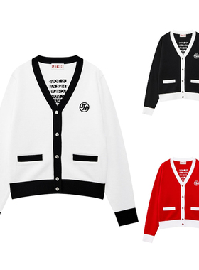 韩国高尔夫女装针织衫25秋冬气质百搭GOLF运动开衫字标配色上衣女