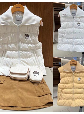 高尔夫服装女士25秋冬新款字标翻领棉马甲背心外套保暖舒适百搭