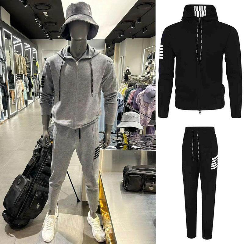 韩国原单高尔夫服装男士针织套装秋冬新款保暖弹力户外运动