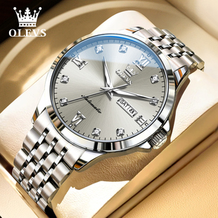 腕表礼物 牌男新款 官方欧利时手表男士 机械表男表钢带夜光商务正品