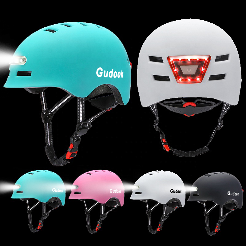 自行车头盔GUDOOK前后带LED灯