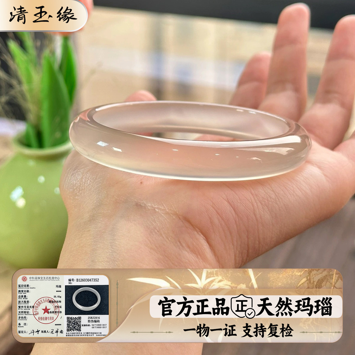 纯天然玛瑙手镯女浅香槟金冰种白月光玉髓玉镯子马料高冰透送女友