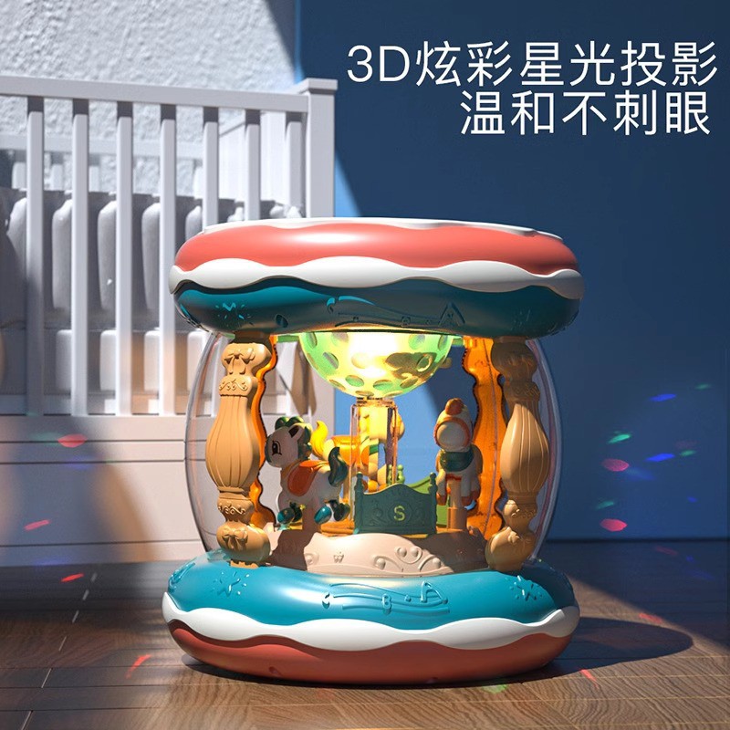 婴儿玩具音乐大号拍拍鼓带麦克风早教益智旋转木马充电触摸手拍鼓
