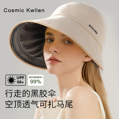 黑胶防晒帽女夏季大帽檐渔夫帽