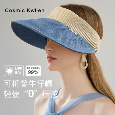 牛仔空顶帽日系大檐防晒遮阳帽女