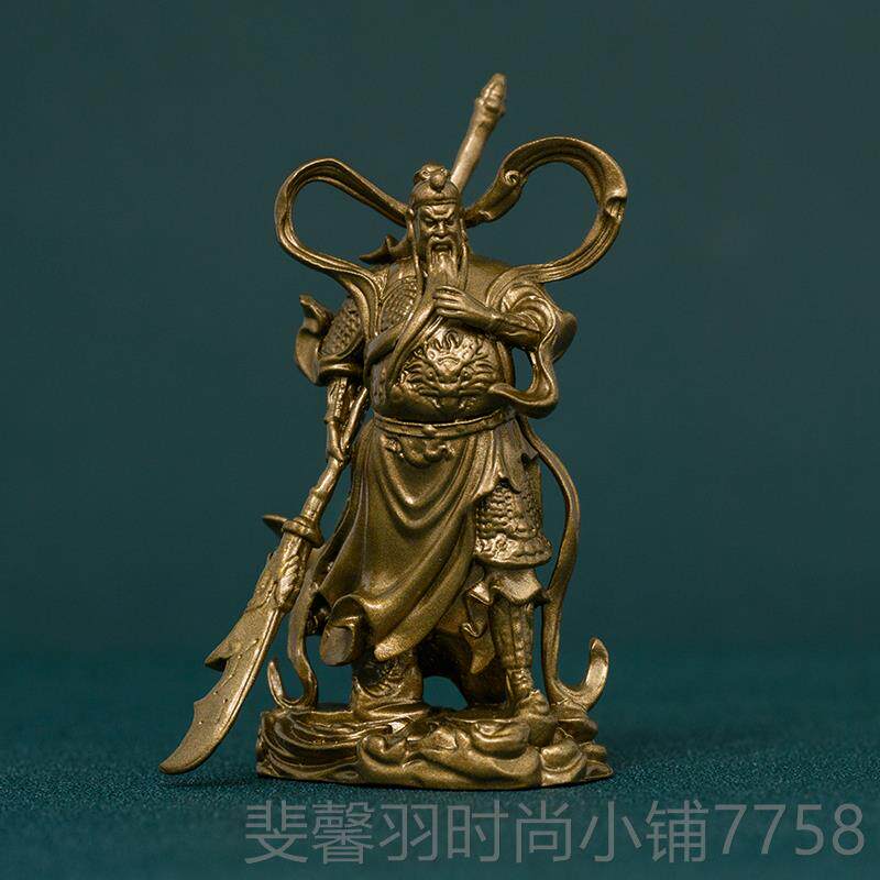 新款关公件客厅关二爷伽蓝神菩萨武财摆神羽铜像像公司家居关装饰