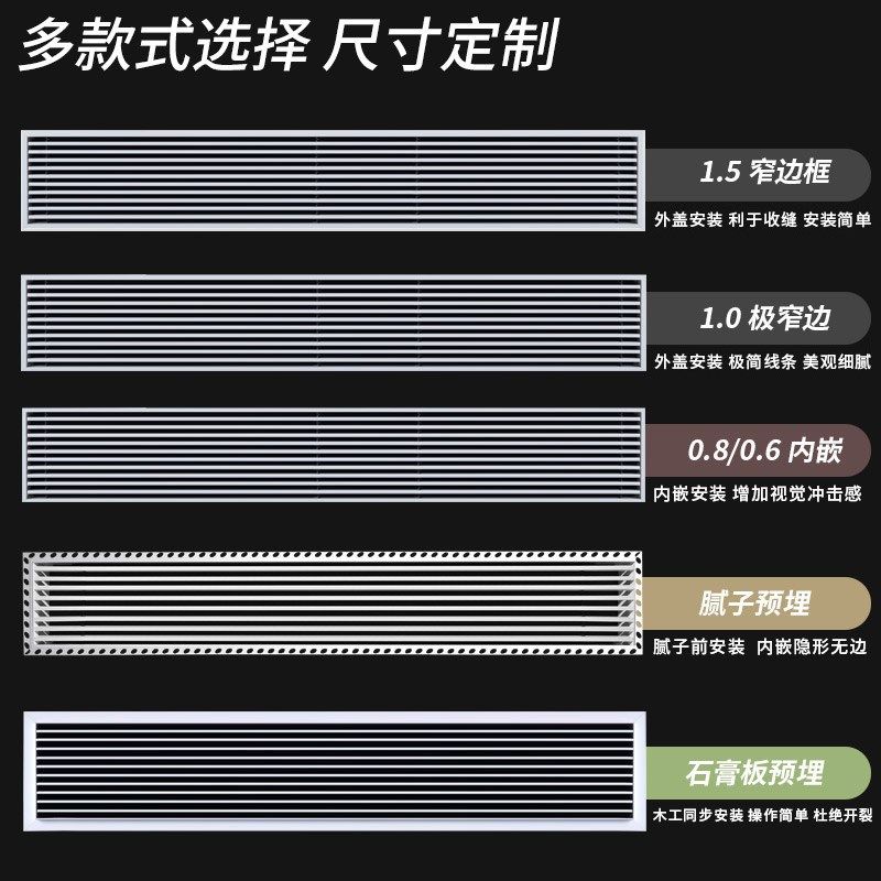 中央空调出风口百叶格栅极窄加长极简线性边框abs回进风管机面板,纺织面料/辅料/配套,其他纺织机械,淘宝优惠券,粉丝福利购,淘宝优惠卷