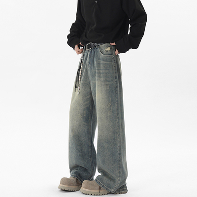 ZSEE潮牌复古水洗做旧牛仔裤男款春季宽松直筒百搭阔腿休闲长裤子