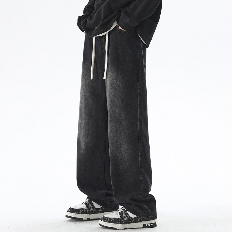 美式渐变宽松大码牛仔裤