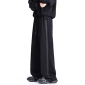 ZSEE秋冬新款 潮牌黑色渐变水洗休闲运动裤 加绒卫裤 男宽松直筒美式