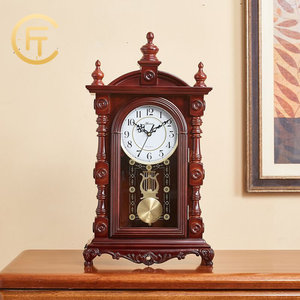 胖匠中式实木座钟整点报时复古台钟家用客厅桌面摆件钟表欧式挂钟
