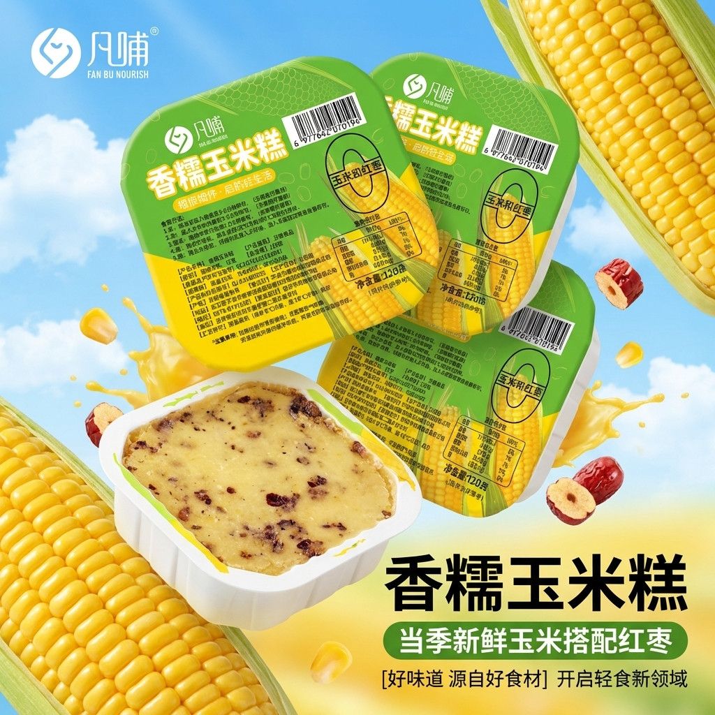 【微甜低脂无蔗糖】香糯玉米糕新鲜红枣东北玉米运动健身代餐早餐