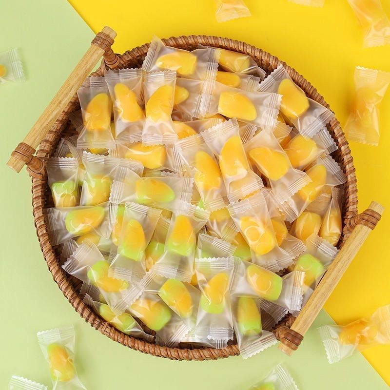 芒果剥皮软糖果汁味剥皮软糖橡皮糖休闲零食网红扒皮水果软糖糖果