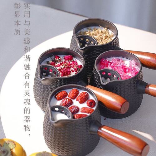 0.6L围炉煮茶手工铸铁壶罐罐壶烤奶茶煮茶壶泡茶壶侧把铁茶壶茶具