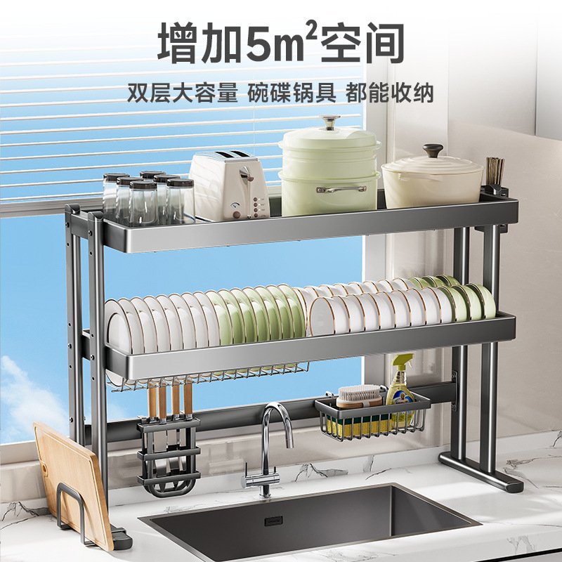 厨房水槽置物架碗碟沥水架水槽水龙头上方碗碟收纳整理水槽置物架图片