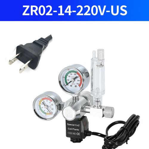 ZRDR水草缸二氧化碳减压阀 co2大双表钢瓶计泡器气瓶电磁阀套装