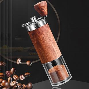 304不锈钢手摇咖啡机多功能木纹咖啡研磨器迷你磨豆器磨粉器 韩式