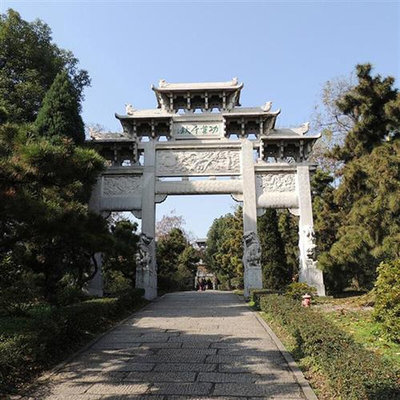 花岗岩石牌楼牌坊寺院青石山门村口大门楼大型古建筑景观陵园雕塑