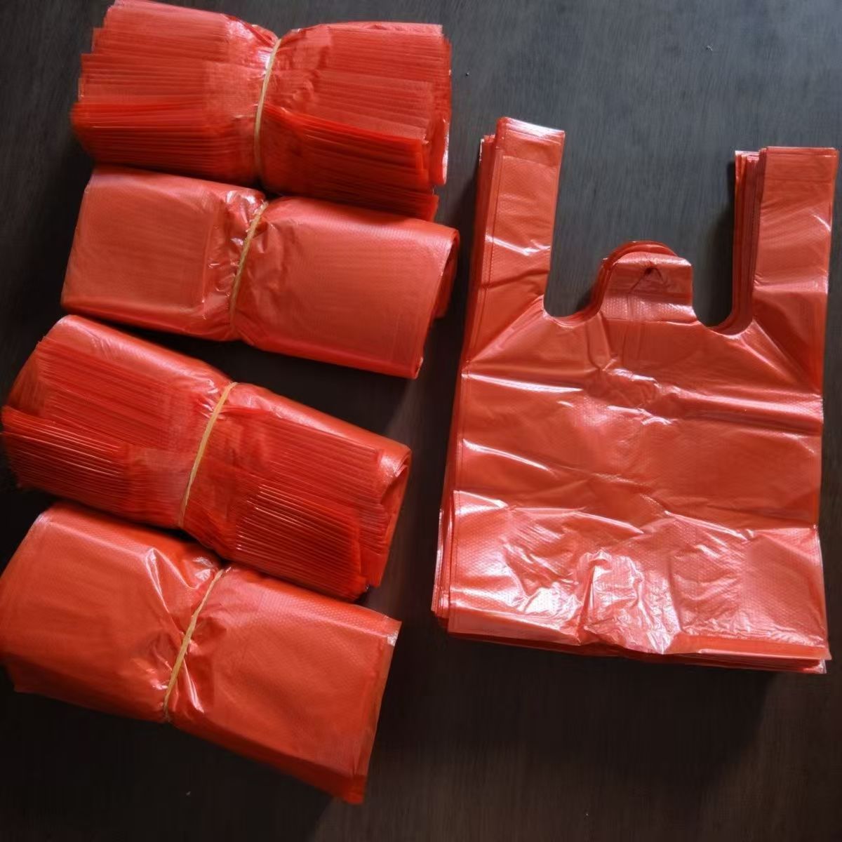 【红色PE塑料】手提袋超市购物袋食品袋批发背心袋薄款通用塑料袋