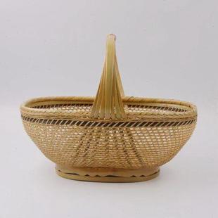 收纳篮婚庆喜篮 精品手提篮 竹篮子 纯手工竹编菜篮 家用收藏竹编