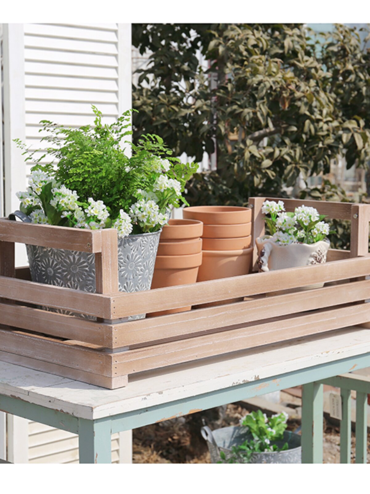 新品岛拉防腐木花架花盆架花槽花箱庭院花园装饰架桌面置物架收纳