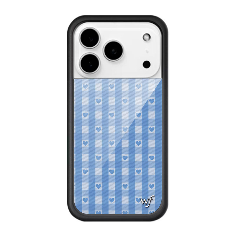 Wildf联名Gracie Abrams蓝色爱心格子适用iPhone15/14/13/12ProMax苹果16Pro手机壳WF12创意时尚防摔保护套