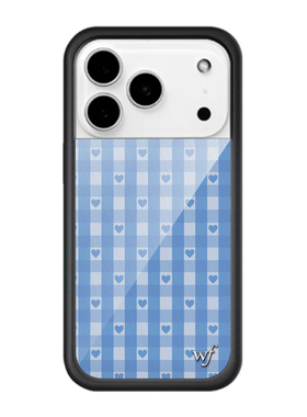 Wildf联名Gracie Abrams蓝色爱心格子适用iPhone15/14/13/12ProMax苹果16Pro手机壳WF12创意时尚防摔保护套