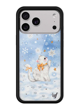 WFWE联名冰雪小猫粉黑星星/白色波点手机壳适用苹果17Pro新款iPhone16/15/14/13ProMax/Plus欧美12防摔保护