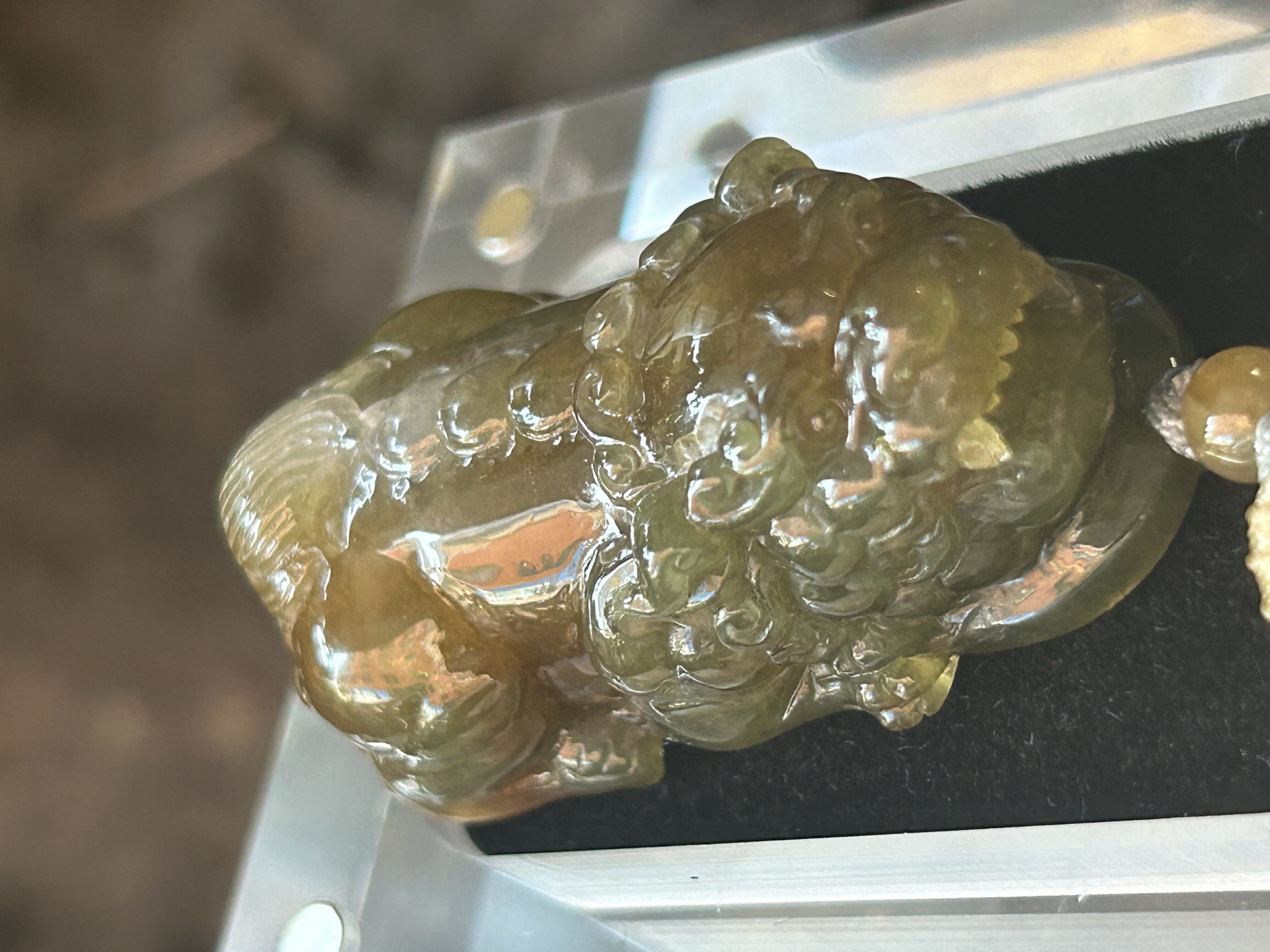 米町珠宝 天然缅甸翡翠A货吊坠挂饰摆件i油绿黄翡貔貅