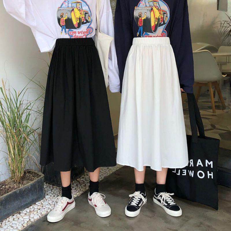 宽松长裙工装裙女半身裙2022春秋夏新款韩版高腰百搭女学生A字裙